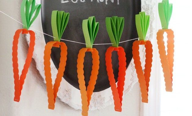 como hacer guirnalda de zanahorias en papel