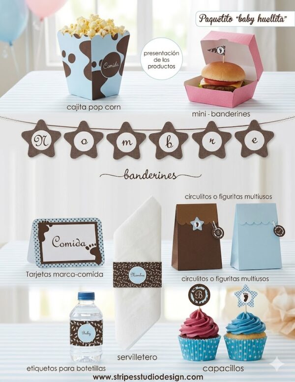 kit decorativo baby huellita